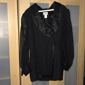 Sheer sleeved black dress jacket